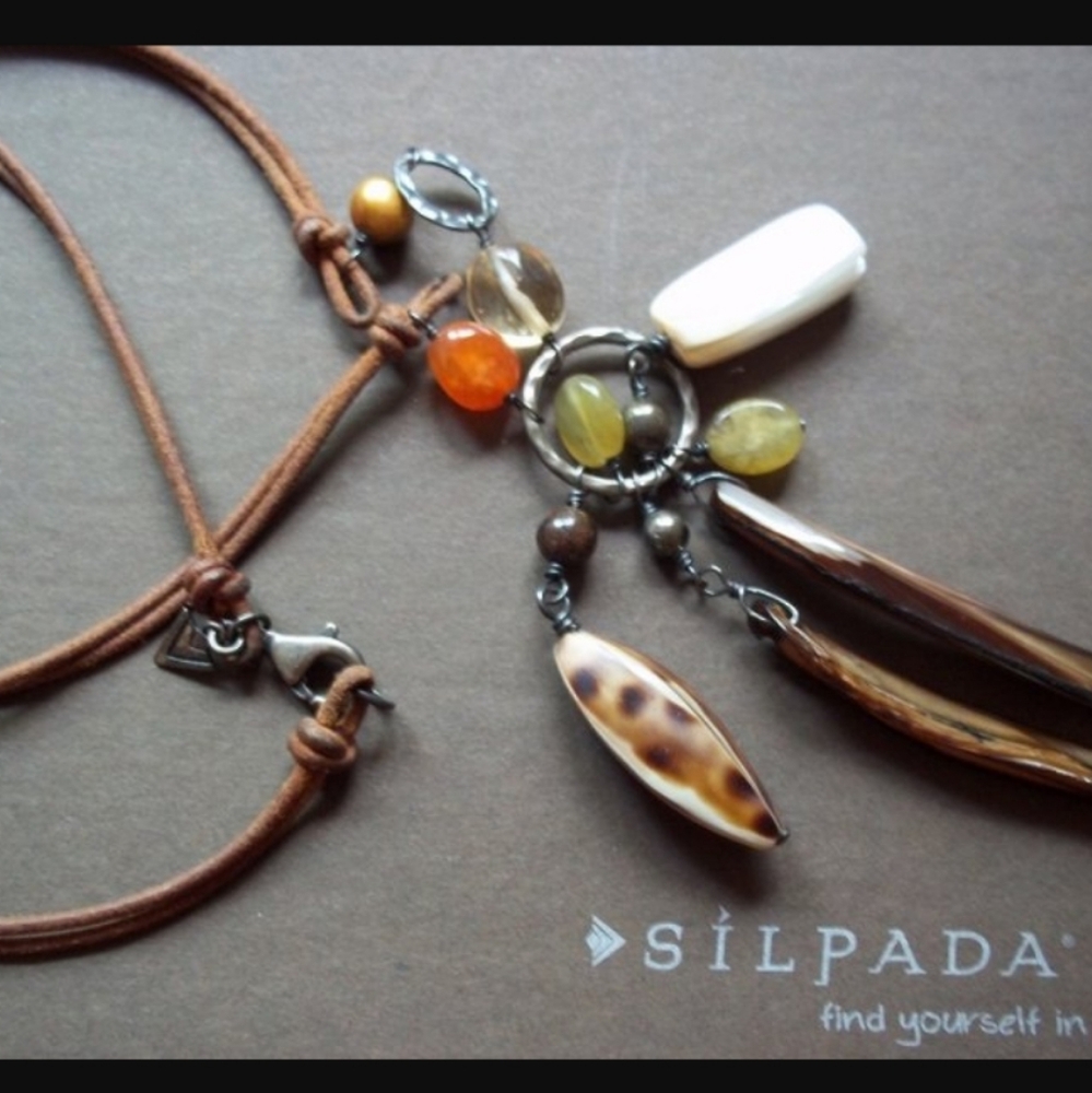 Silpada Necklace with Beads and Shell Charms